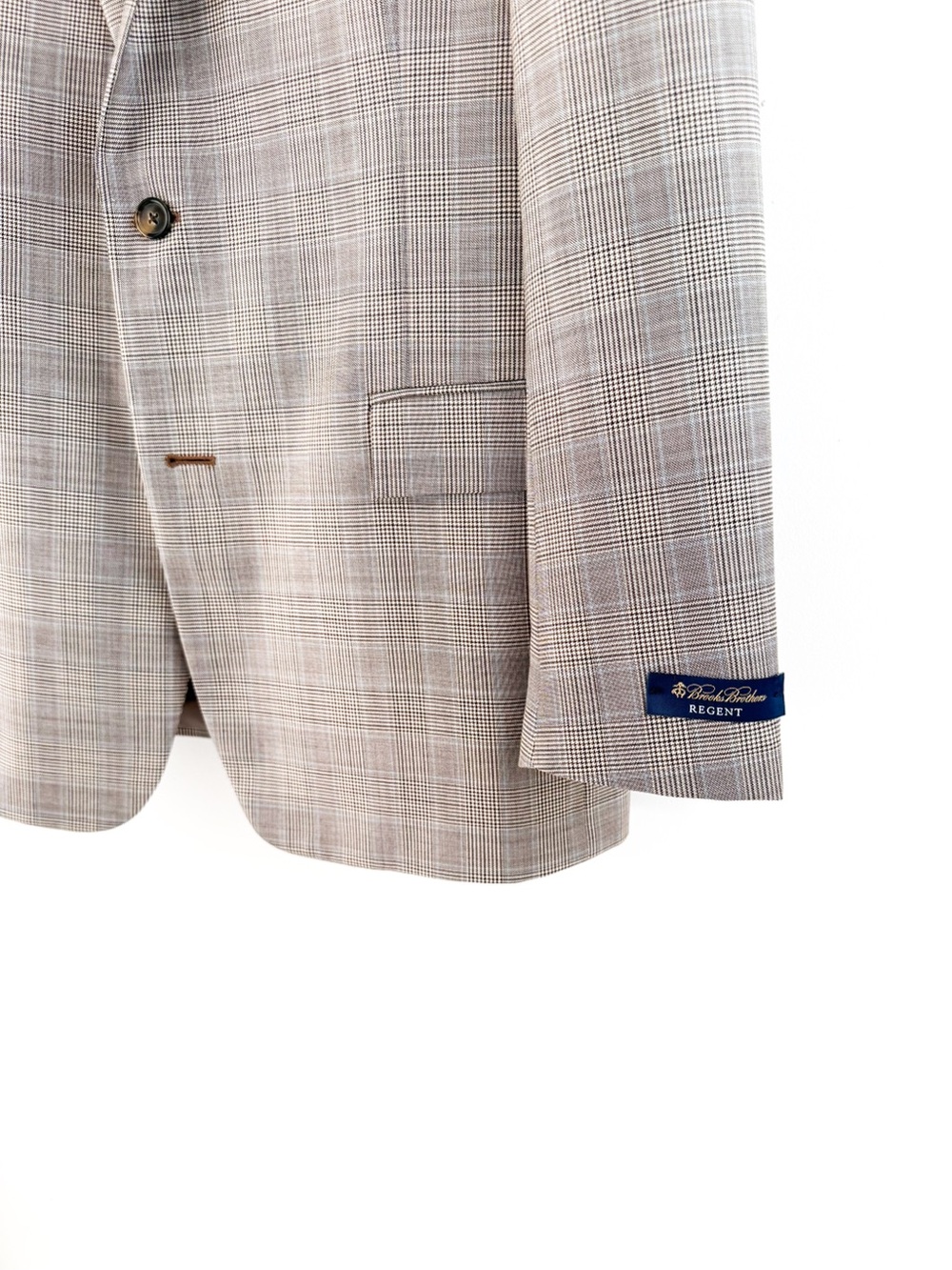 NWT NEW Brooks Brothers Glen Plaid Italian Sport Coat Tan Blue Blazer Men's 43L - Picture 7 of 14